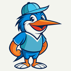 bird, cartoon, animal, vector, illustration, cute, blue, funny, art, character, twitter, nature, icon, isolated, fun, penguin, beak, comic, feather, hat, chicken, bluebird, tweet, white, christmas