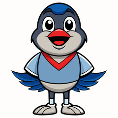 bird, cartoon, animal, illustration, vector, blue, cute, penguin, beak, character, chicken, fun, art, funny, nature, christmas, twitter, isolated, icon, baby, red, happy, wing, owl, white