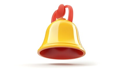 Yellow emergency bell alert icon service call signal communication modern design shiny glossy surface image