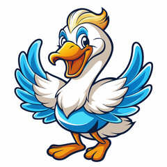 bird, cartoon, animal, vector, illustration, chicken, flying, cute, hen, nature, art, feather, wings, drawing, funny, wing, character, happy, beak, icon, design, farm, fun, goose, fly