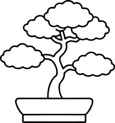 Bonsai Tree Minimalist Line Art Vector Illustration