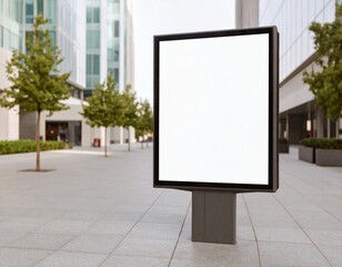 White billboard in the middle of city