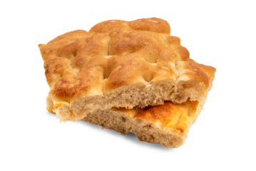 Slices of flatbread Genoese focaccia isolated