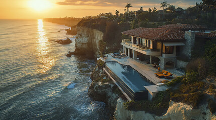 Luxurious oceanfront property with stunning sunset views and infinity pool