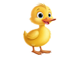 Fototapeta premium Adorable Yellow Duckling Cartoon Illustration Cute Baby Bird Character Design Perfect for Children