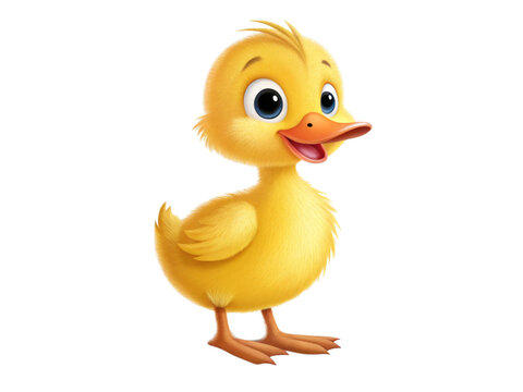 Adorable Yellow Duckling Cartoon Illustration Cute Baby Bird Character Design Perfect for Children