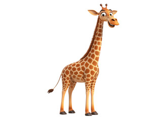 Naklejka premium Adorable Cartoon Giraffe Illustration Friendly Animal Character 3D Render Happy Expression
