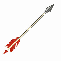 Red Feather Arrow with Metal Tip - Hunting Arrow Graphic