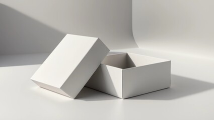 Simple paper closed box mockup. Blank white gift container template. 3d illustration