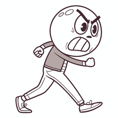 Angry walk emoticon icon on white background. Adobe Illustrator Artwork