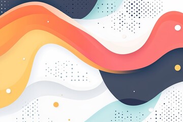 Wavy abstract background displays varied colorful fluid shapes and scattered circular dots beautifully