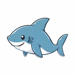 funny shark cartoon clip art, isolated on white for educational and kids use