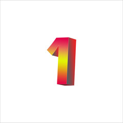 3D Number One in Gradient Colors