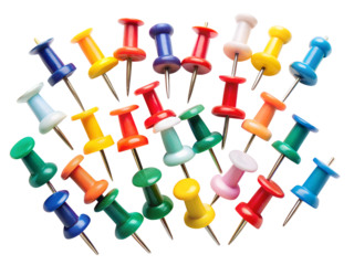 set of colored push pins isolated on white background. PNG Transparent file type with high definition quality And vibrant color grading Available.