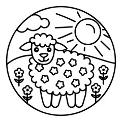 Adorable Cute Sheep Coloring Pages – Fun, Relaxing and Whimsical Sheep Designs for Kids and Adults, Printable PDF, Fluffy Farm Animals, Kawaii Lamb Art