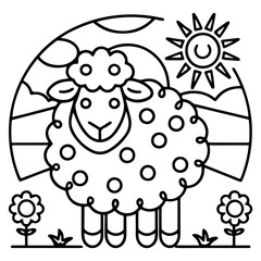 Adorable Cute Sheep Coloring Pages – Fun, Relaxing and Whimsical Sheep Designs for Kids and Adults, Printable PDF, Fluffy Farm Animals, Kawaii Lamb Art