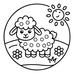Adorable Cute Sheep Coloring Pages – Fun, Relaxing and Whimsical Sheep Designs for Kids and Adults, Printable PDF, Fluffy Farm Animals, Kawaii Lamb Art