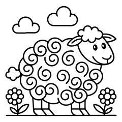 Adorable Cute Sheep Coloring Pages – Fun, Relaxing and Whimsical Sheep Designs for Kids and Adults, Printable PDF, Fluffy Farm Animals, Kawaii Lamb Art