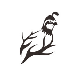 Minimalist Black and White Bobwhite Quail Tribal Tattoo Style Illustration