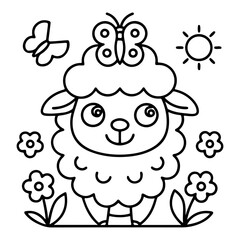 Adorable Cute Sheep Coloring Pages – Fun, Relaxing and Whimsical Sheep Designs for Kids and Adults, Printable PDF, Fluffy Farm Animals, Kawaii Lamb Art