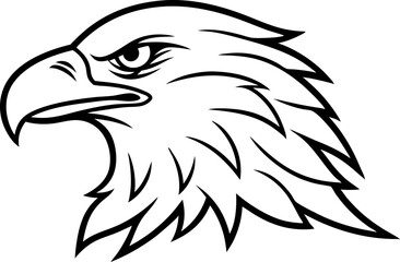 Eagle Head Profile Line Art Vector Illustration