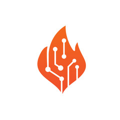 Abstract Flat Fire Circuit Symbol Creative Technology Icon Design