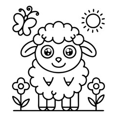 Adorable Cute Sheep Coloring Pages – Fun, Relaxing and Whimsical Sheep Designs for Kids and Adults, Printable PDF, Fluffy Farm Animals, Kawaii Lamb Art