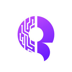 Gradient Circuit Board Letter Q Creative Company Modern Logo Design