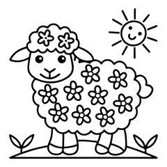 Adorable Cute Sheep Coloring Pages – Fun, Relaxing and Whimsical Sheep Designs for Kids and Adults, Printable PDF, Fluffy Farm Animals, Kawaii Lamb Art