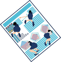 会議の資料を作成するビジネスウーマンのイラスト