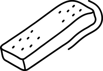 Eraser With Crumb Trails Line Art Vector Illustration