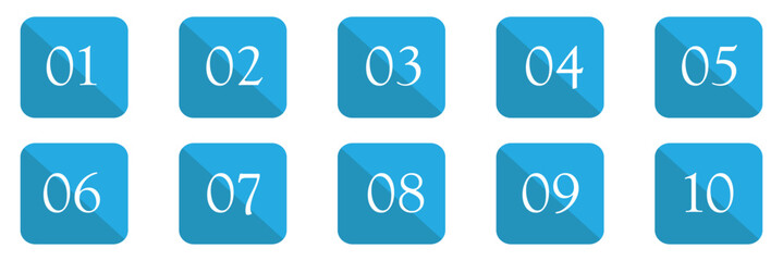 Set of 1 to 10 numbers simple design isolated. typography set of rounds 1 to 10 numbers. bullet point number icons collection. numeral typographic line and flat icons set. vector illustration EPS 20 .