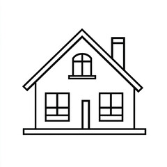 Simple outline vector illustration of a cozy residential house drawing