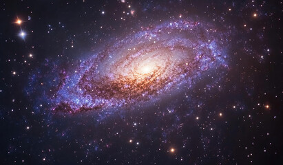 Naklejka premium Spiral galaxy bathed in cosmic dust