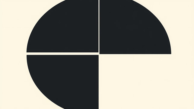 Classic black and white modern flat design abstract background composed of simple two dimensional shapes, conveying a sense of sophistication and minimalism. poster minimalism. Illustration