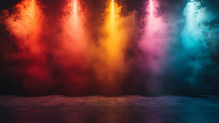 Obraz premium Colorful Smoke and Light Effects in Dark Space for Background Use