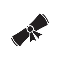 Scroll Diploma Vector Icon on White Background