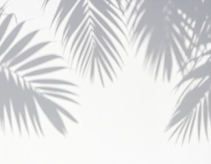 Delicate palm frond shadows cast on a clean white surface creating a minimalist tropical ambiance
