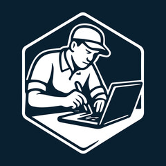 Laptop Maintenance Service Repair Logo Design Vector Illustration 