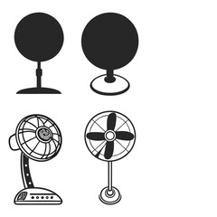 Obraz premium Collection of Black Vector Fan Icons Minimal Style Cooling Ventilation Airflow Electric Appliance Set