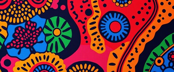 Fototapeta premium Vibrant abstract African wax print fabric in rich, colorful kitenge style, textile design, abstract