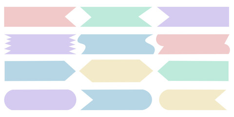 Big set of colorful washi tapes isolated on white. Washi tapes collection in vector. Pieces of decorative tape for scrapbooks.