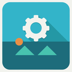 Business gear icon vector illustration symbolizing industrial technology and engineering concepts