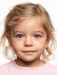 Biometrisches Passfoto eines kleinen Mädchens für elektronischen Kinderpass und digitale Identitätsprüfung
