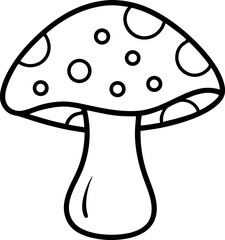 Mushroom With Spots Line Art Vector Illustration