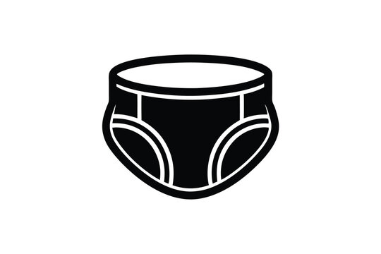 Simple black and white icon graphic of underwear