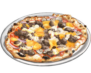 wagyu beef pizza illustration