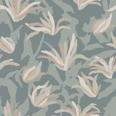 Vector tropical plant floral seamless repeat pattern