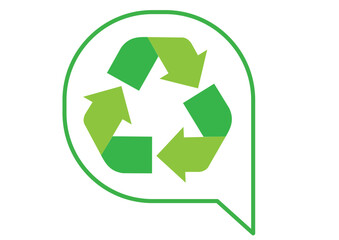 Green Recycling Icon in White balloon