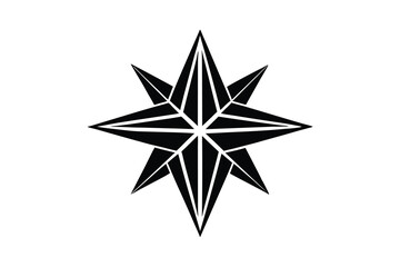Obraz premium Eight pointed star geometric design black white minimalist symbol